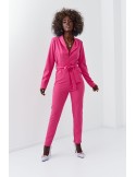 Elegant long-sleeved jumpsuit, amaranth 25280 - Online store - Boutique